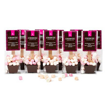 Kingsbridge Hot Chocolate Spoons - Belgian Milk Choc & Marshmallows, 10 Pack | Choc Block with Wooden Stirrer & Added Sweet Treats | Gifts for