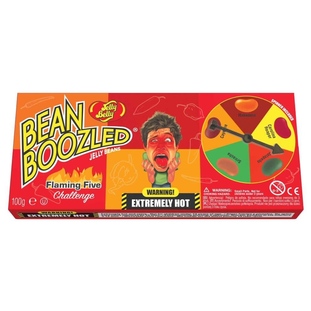 Jelly Belly Bean Boozled Flaming Five Spinner Box - Extremely Hot Candy Beans - For Fun Filled Adult Parties, 100g, Pack Of 1