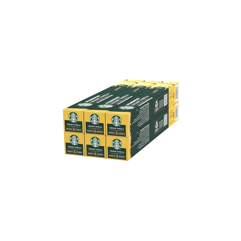 Starbucks Creamy Vanilla Flavoured Coffee By Nespresso, Blonde Roast, Coffee Capsules 6 X 10 (60 Capsules)