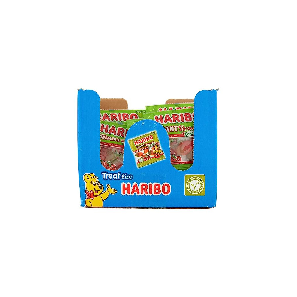 Haribo Giant Strawbs Gone Mini X 100 Mini Bags Vegetarian Strawberry Sweets, (1.6 Kg)