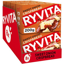 Ryvita Sweet Onion Crispbread | Low Fat | Healthy Snack | High in Fibre | 8 PACKS of 200g