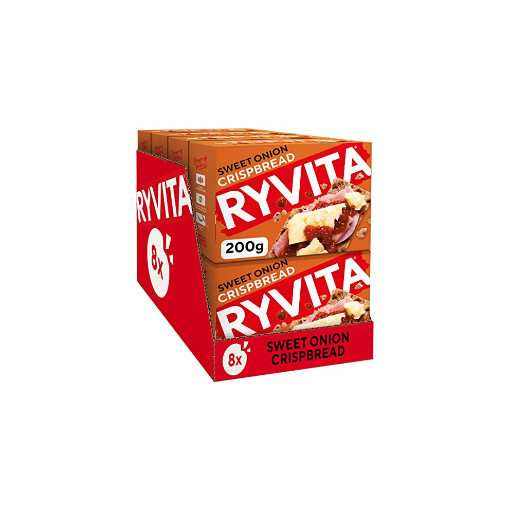 Ryvita Sweet Onion Crispbread | Low Fat | Healthy Snack | High In Fibre | 8 Packs Of 200G