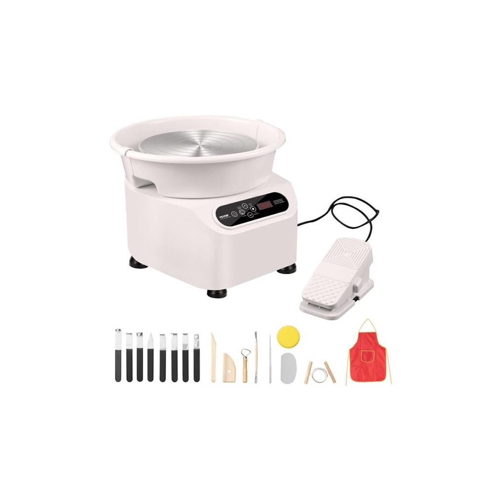 Vevor ZQLPJXS11YC4I5H6PV1 11 in. Direct Drive Ceramic Pottery Wheel with Shaping Tools for DIY Art Craft, White