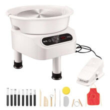 Vevor ZQLPJSJS11YCDNPP1V1 11 in. Pottery Forming Machine, 450W Electric Wheel for Pottery with Foot Pedal & LCD Touch Screen - White