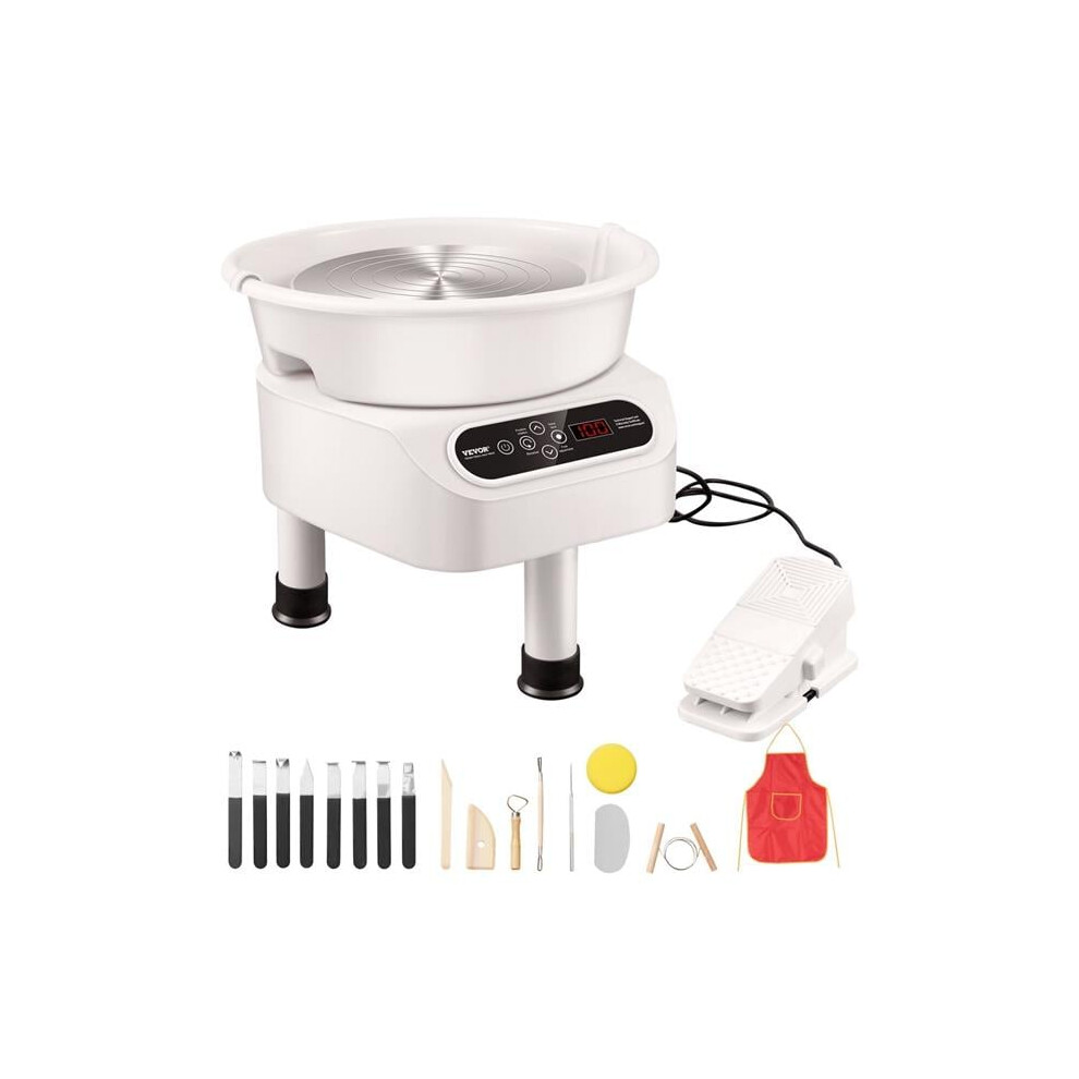 Vevor Zqlpjsjs11ycdnpp1v1 11 In. Pottery Forming Machine, 450W Electric Wheel For Pottery With Foot Pedal & Lcd Touch Screen - White