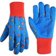 Wells Lamont Kinder Arbeits- und Gartenhandschuhe, leichte Jersey-Grip-Handschuhe, Blau/Rot (323C-993)
