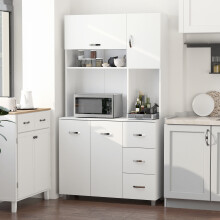 HOMCOM Freestanding Kitchen Cupboard Storage Unit  Drawers Handles Shelf