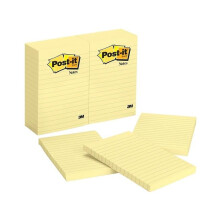 3M Office Products Canary Yellow Sticky note Notes With Lined, 4 x 6 in.