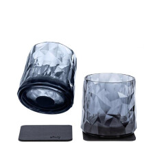 Magnetic Plastic Tumbler Glasses with Metal Nano Gel Pads - Gray - Set of 2