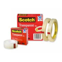 3M Transparent Tape- 1in. Core- .75in.x1000in.- 12-PK