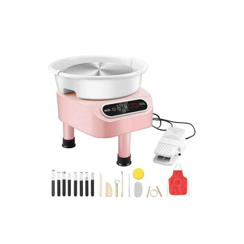 Vevor ZQLPJSJS10YCC3VHLV1 350W Electric Wheel for Pottery with Foot Pedal & LCD Touch Screen, Pink