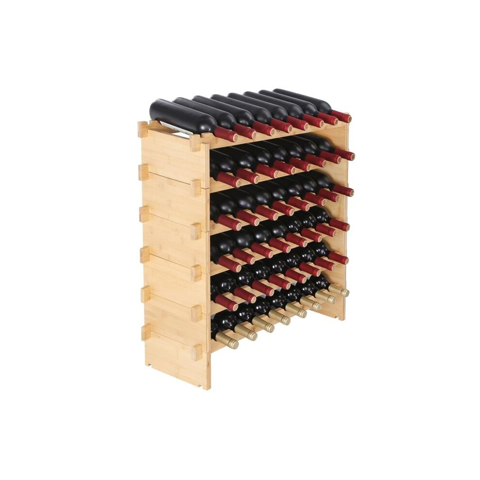 Vevor Lsjjzzcpkd648ge34v0 48 Bottle Stackable Modular Wine Rack Bamboo Wood Display Shelf 6-Tier
