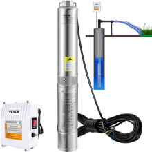 Vevor SJQSBMBWZQDHM7C6LV4 Deep Well Submersible Pump, 2HP 230V & 60Hz, 37GPM 427 ft. Head with 33 ft. Cord & External Control Box