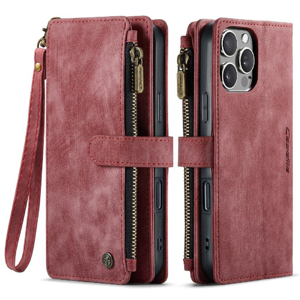 (Red) Caseme Iphone 16 Pro Wallet Case Card Slots Red 764549356416