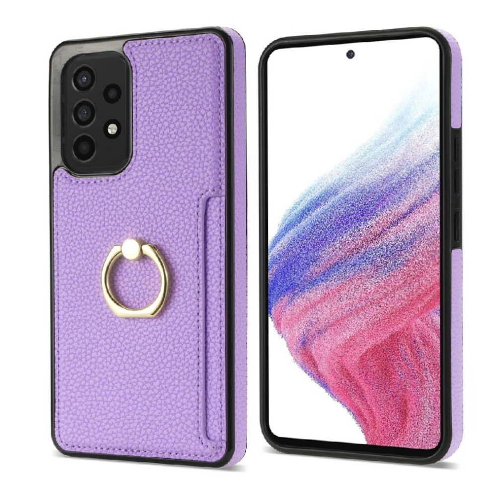 (Purple) Samsung Galaxy A52 5G Leather Case With Kickstand Purple 764549356775