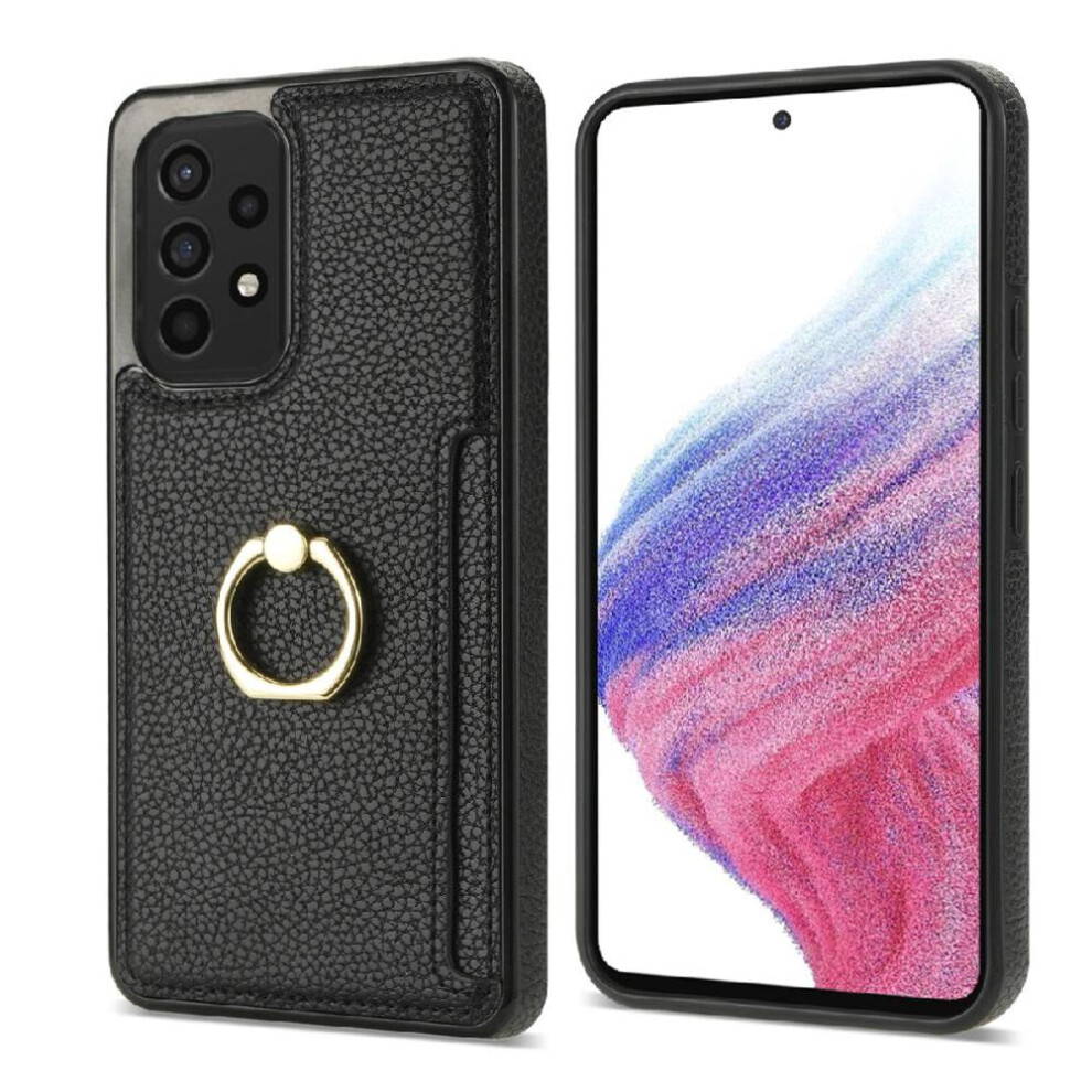 (Black) Samsung Galaxy A53 5G Leather Case With Kickstand Black 764549356829