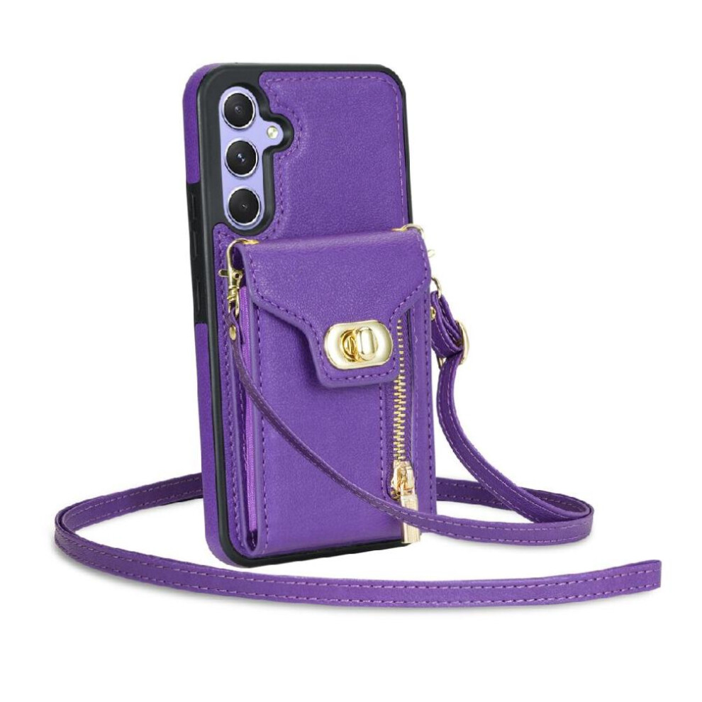 (Purple) Samsung Galaxy S24 Magnetic Card Case Wallet Purple 764549357314