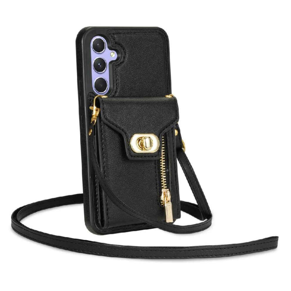 (Black) Samsung Galaxy S24 Magnetic Card Case Wallet Black 764549357307