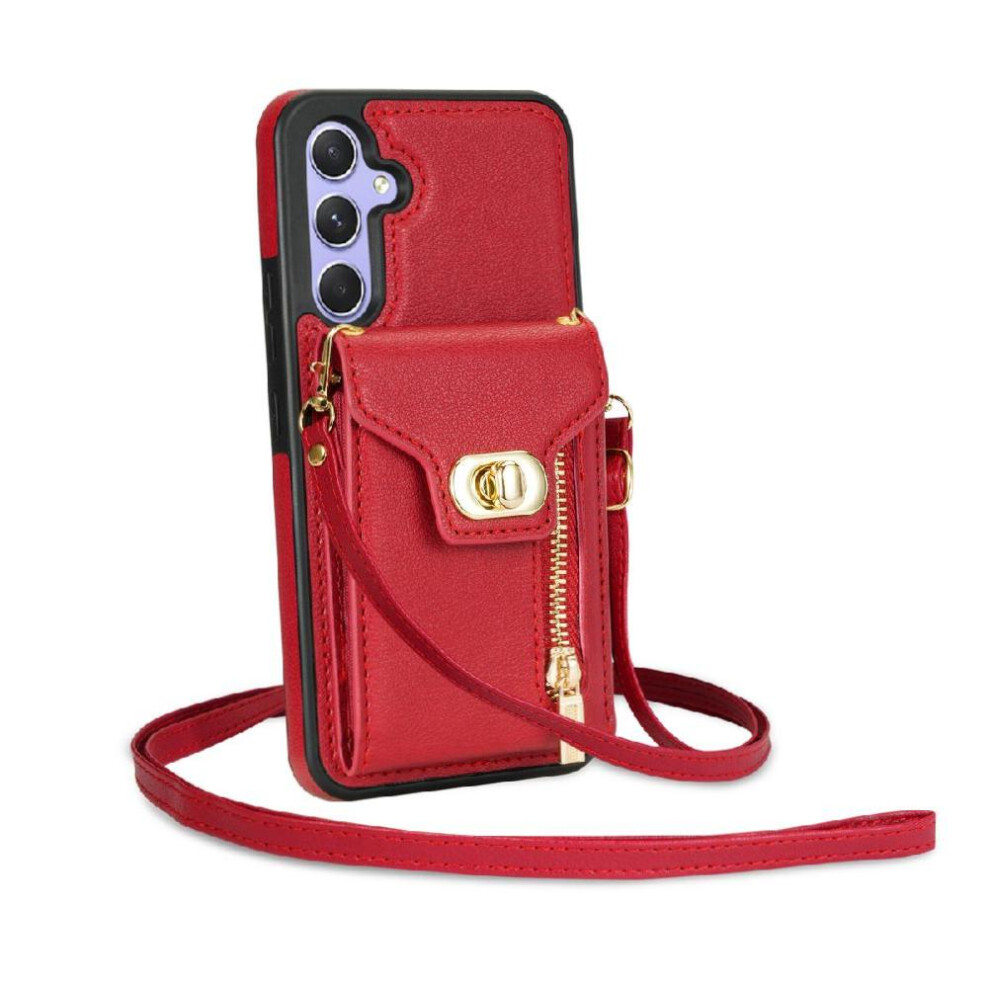 (Red) Samsung Galaxy S24 Plus Magnetic Card Case Red 764549357376