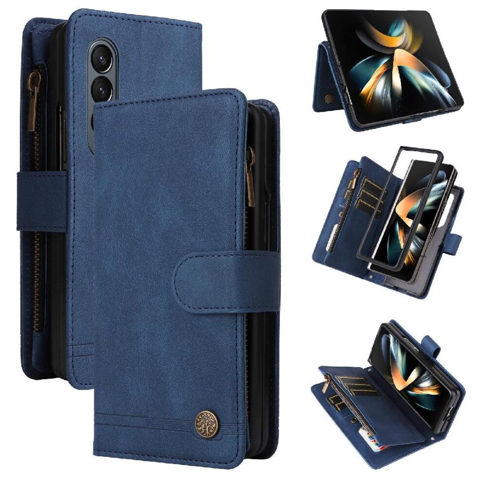 (Blue) Samsung Galaxy Z Fold 4 Flip Case Wallet Blue 764549357598