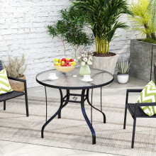 Outsunny Outdoor Dining Table with Parasol Hole, Round, 96.5 x 96.5 x 71 cm