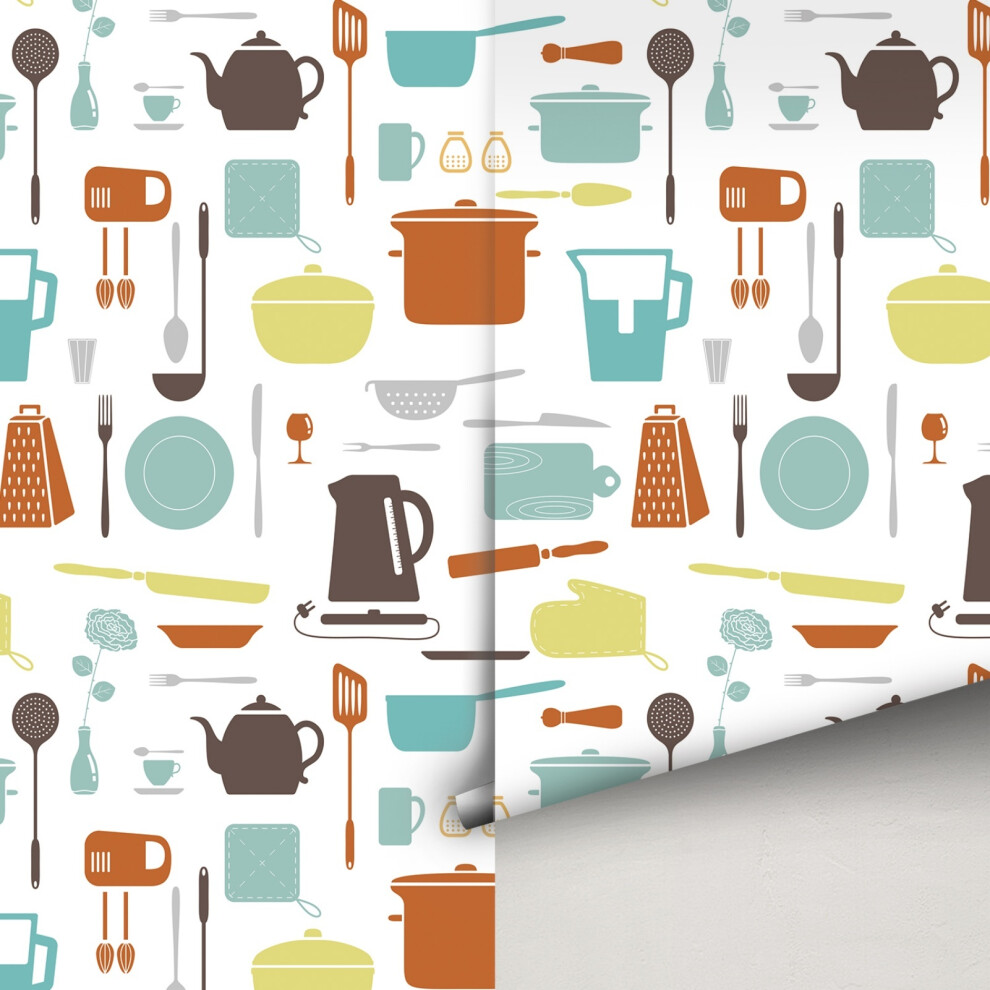 Photos - Wallpaper Tableware Patterns , Self-Adhesive Furniture Sticker, Use as Wall Paper, Contact Paper or Shelf Paper 38.6cm x 320.