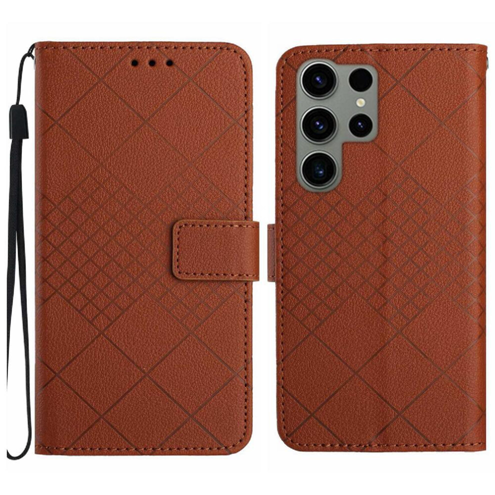 (Brown) Samsung Galaxy S23 Ultra Flip Case Wallet Brown 764549362639