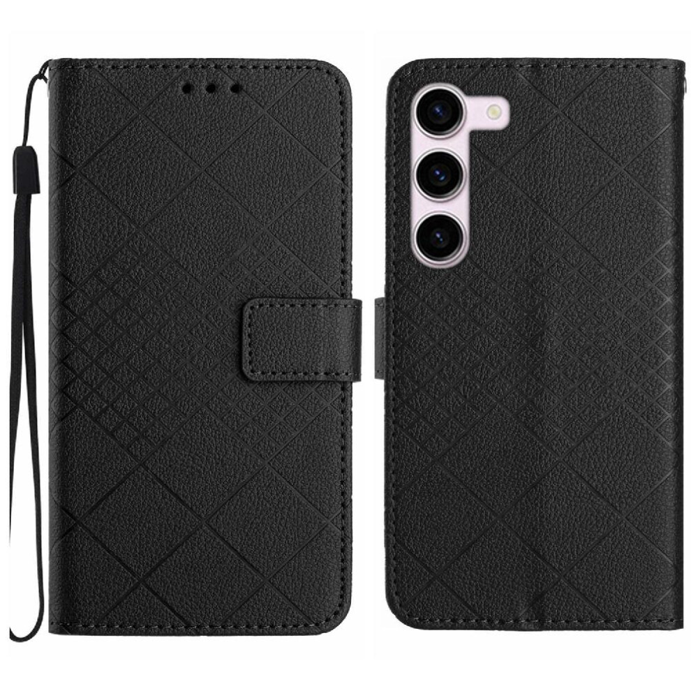 (Black) Samsung Galaxy S23 Flip Case With Hand Strap Black 764549362967