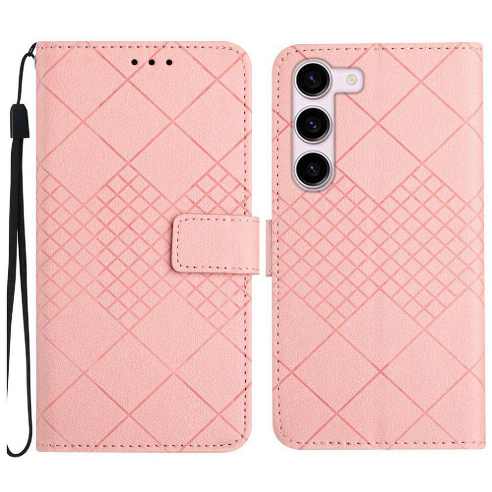 (Pink) Samsung Galaxy S23 Flip Case With Hand Strap Pink 764549362943