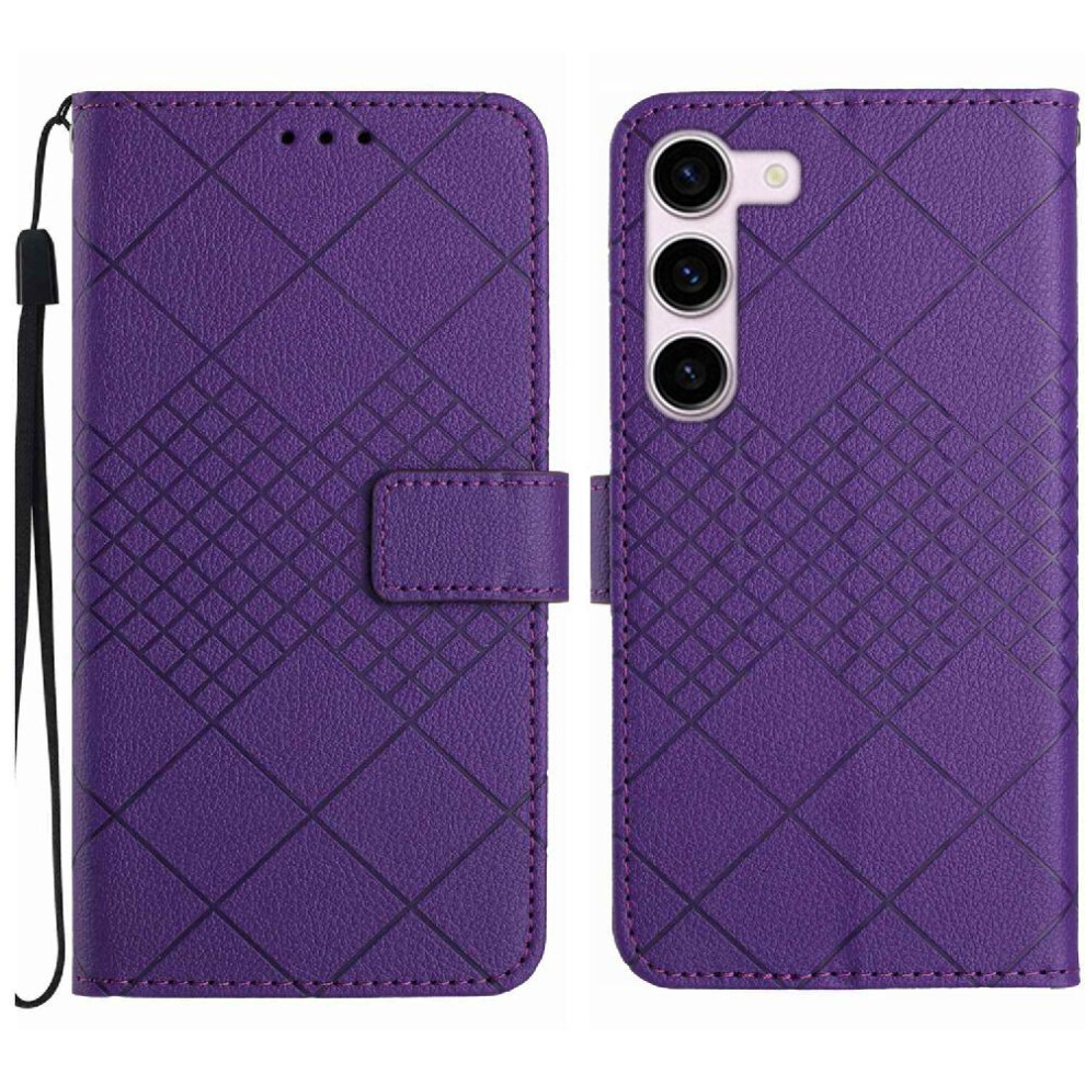 (Purple) Samsung Galaxy S23 Flip Case With Hand Strap Purple 764549362929