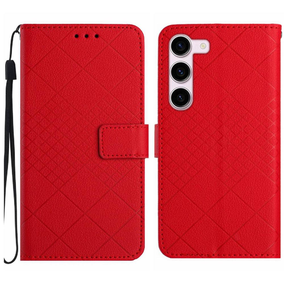 (Red) Samsung Galaxy S23 Flip Case With Hand Strap Red 764549362912