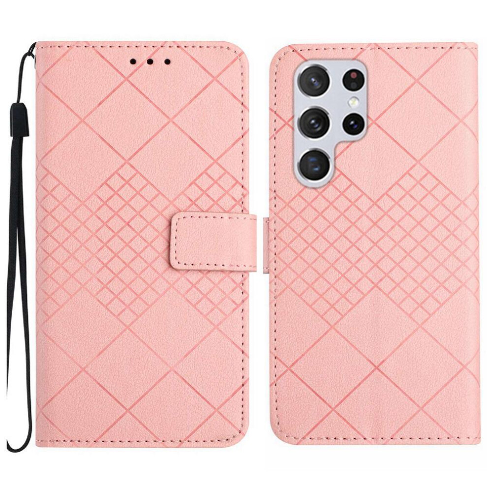 (Pink) Samsung Galaxy S22 Ultra Flip Case Wallet Pink 764549363001