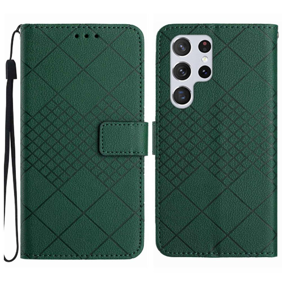 (Green) Samsung Galaxy S22 Ultra Flip Case Wallet Green 764549363018