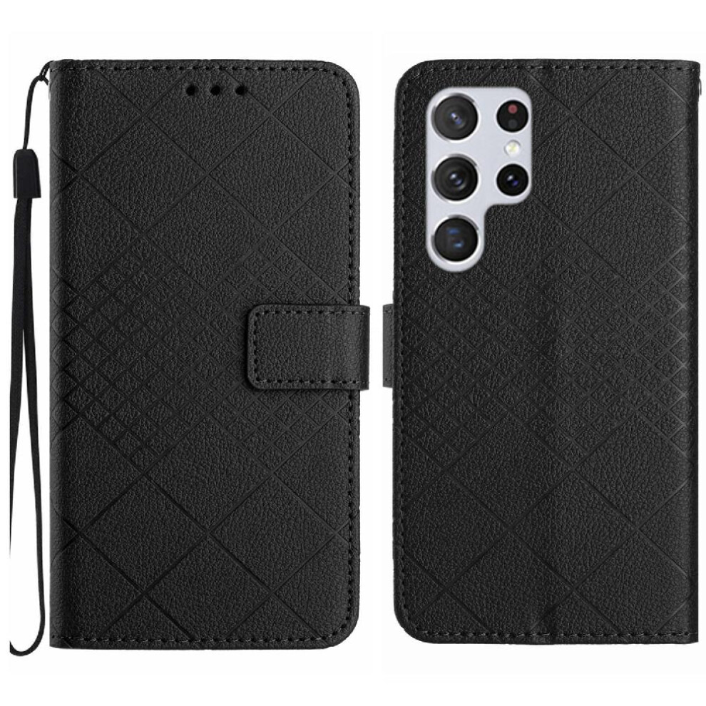 (Black) Samsung Galaxy S22 Ultra Flip Case Wallet Black 764549363025