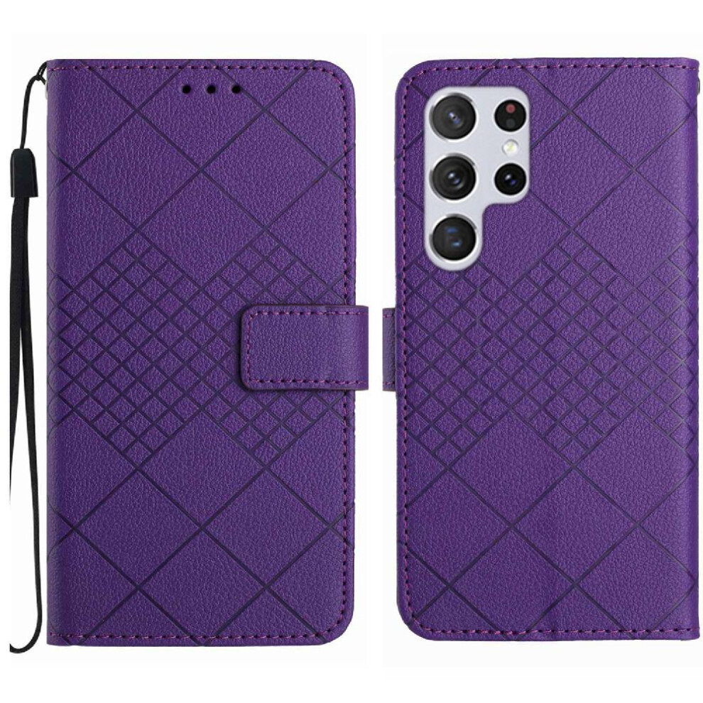 (Purple) Samsung Galaxy S22 Ultra Flip Case Wallet Purple 764549362981