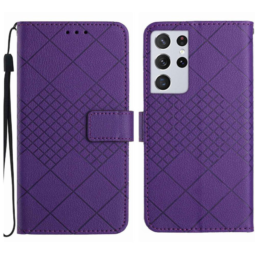 (Purple) Samsung Galaxy S21 Ultra Flip Case Wallet Purple 764549363049