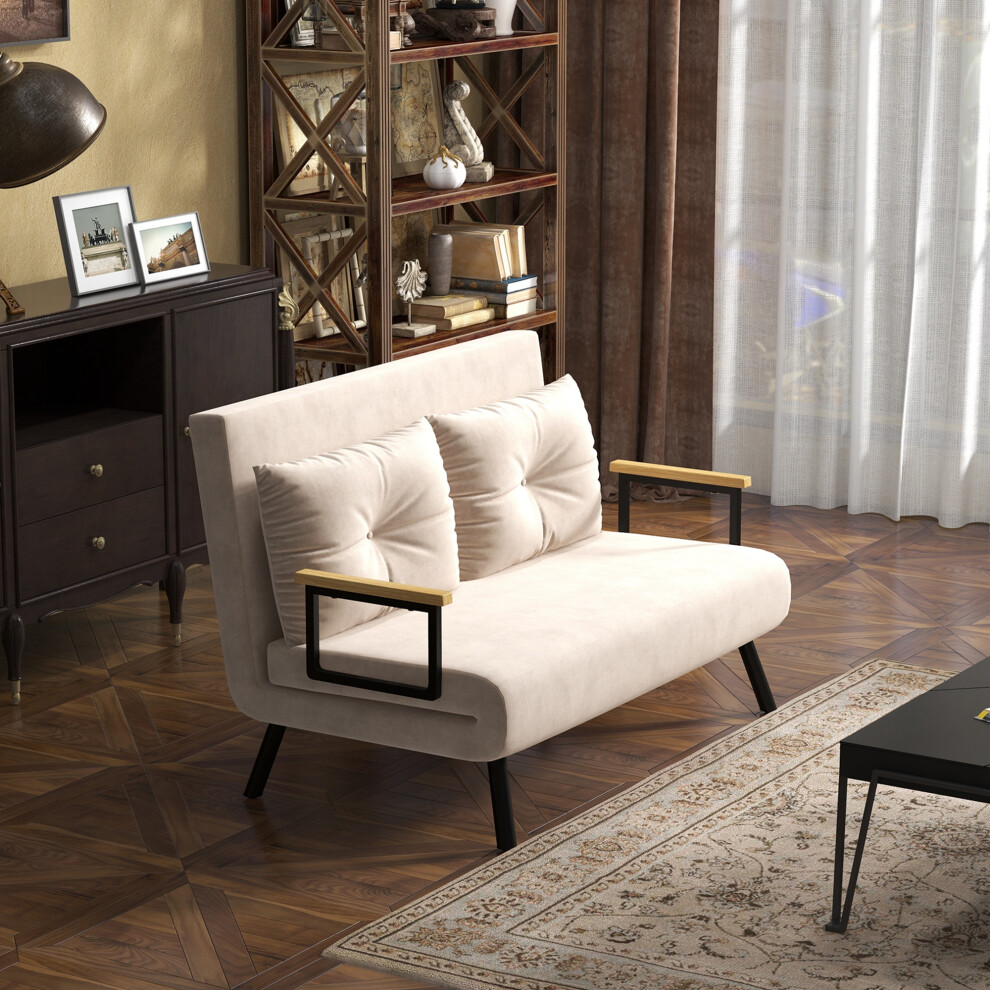 Homcom Click Clack 2 Seater Sofa Bed For Living Room, Guest Room, Beige