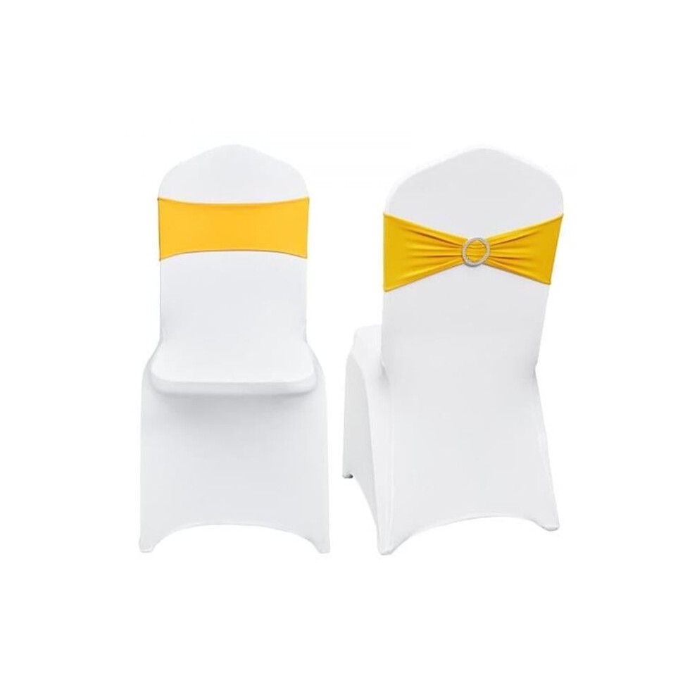 Vevor YTZSDJSBS100QPLZDV0 Stretch Spandex Folding Chair Covers, Gold & White - Set of 30
