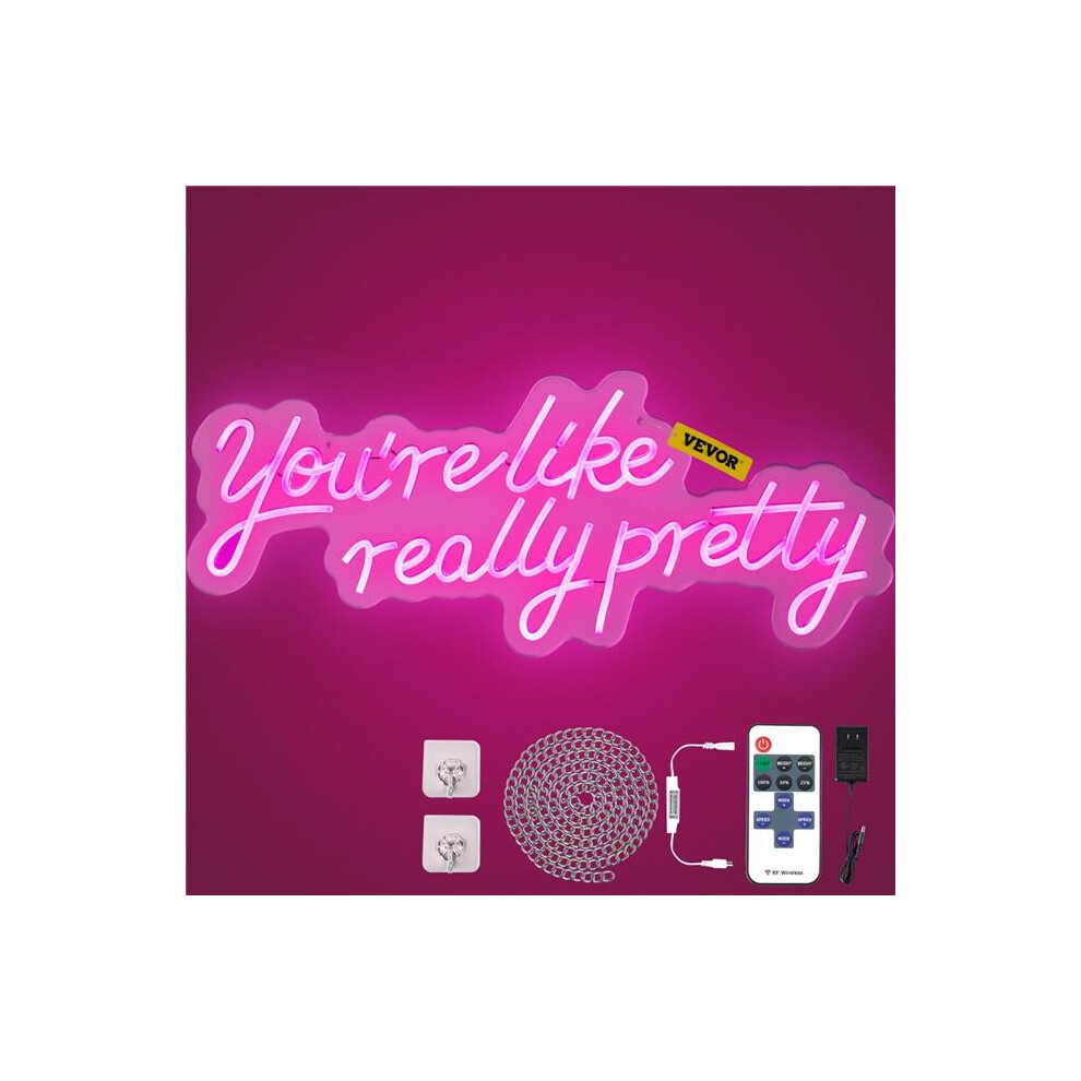 Vevor SYBZFSMC275X19YHUV1 27.5 x 12 in. Pink LED You Are Like Really Pretty Neon Sign, Pink