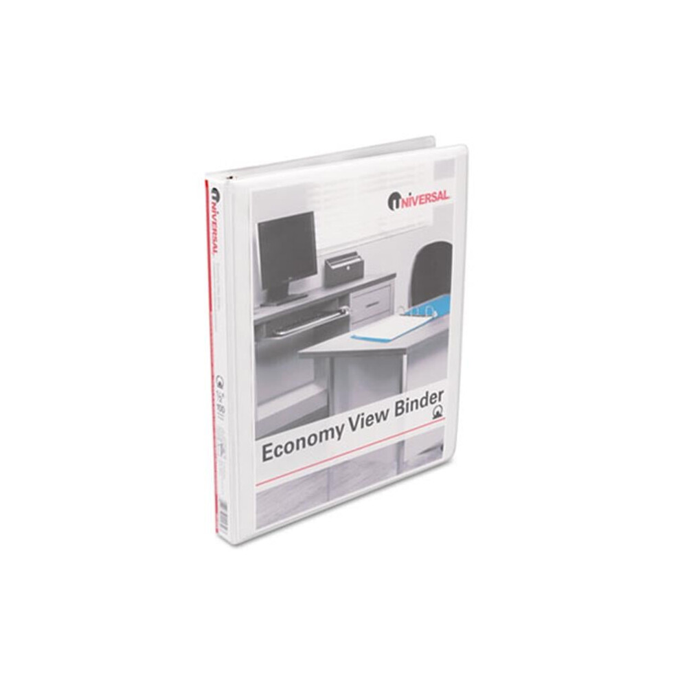 Universal  Round Ring Economy Vinyl View Binder  1/2&apos;&apos; Capacity  White