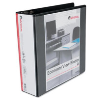 Universal Economy D-Ring Vinyl View Binder 3'' Capacity Black