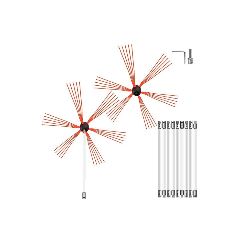 Vevor YCS10MJDPYST00001V0 33 ft. Chimney Brush Kit with 10 Nylon Flexible Rods & 2 Brush Head