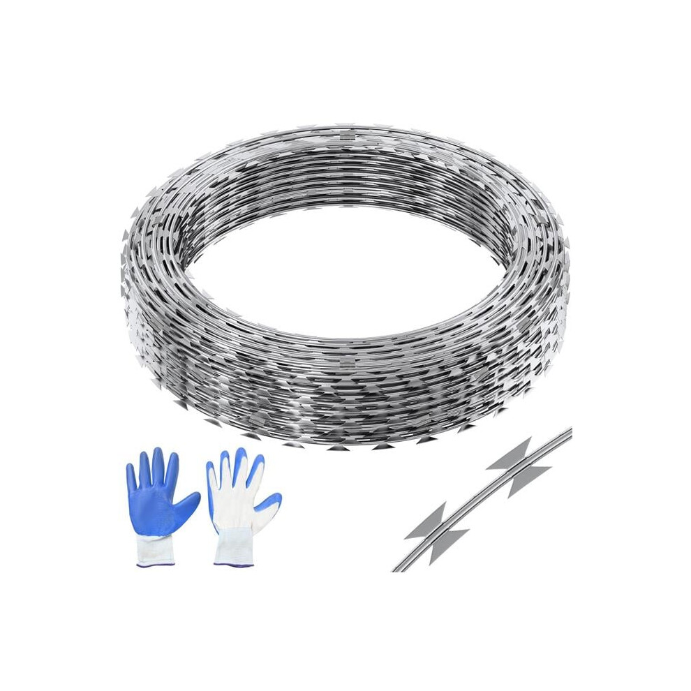 Vevor JSSWDPCS98YCM0CYFV0 98 ft. Razor Barbed Wire, 2 Rolls