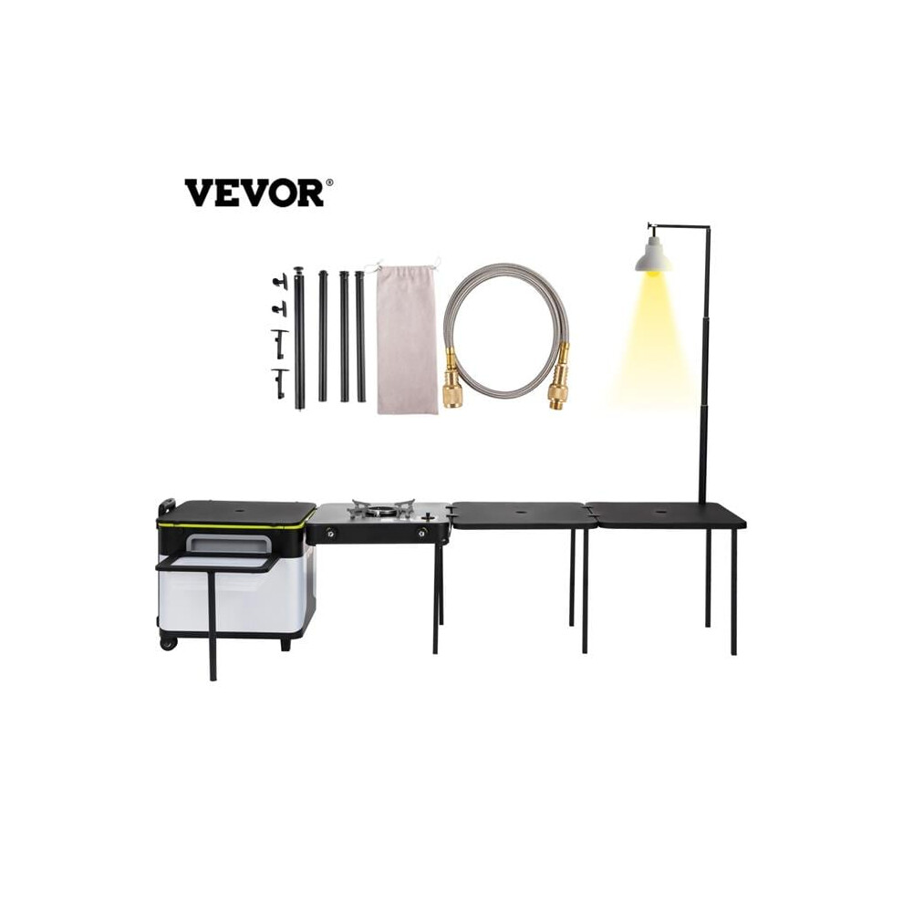 Vevor HWY45X47X53CMV3FSV0 Outdoor Mobile Kitchen, Portable Multifunctional Camp Box with Wheels, Black
