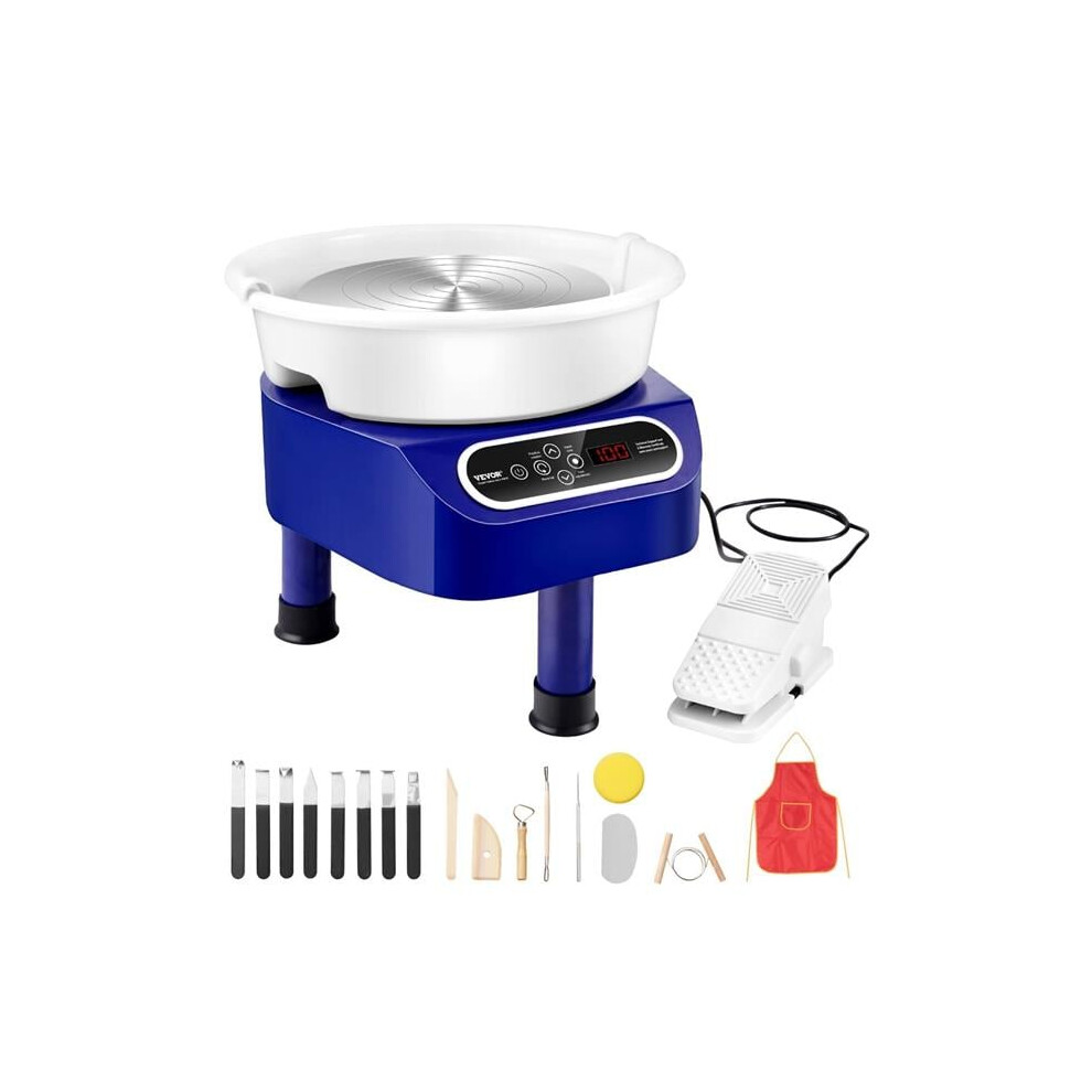 Vevor ZQLPJSJS11YCPCHVVV1 11 in. Pottery Forming Machine, 11 in. 450W Electric Wheel for Pottery with Foot Pedal & LCD Touch Screen, Blue