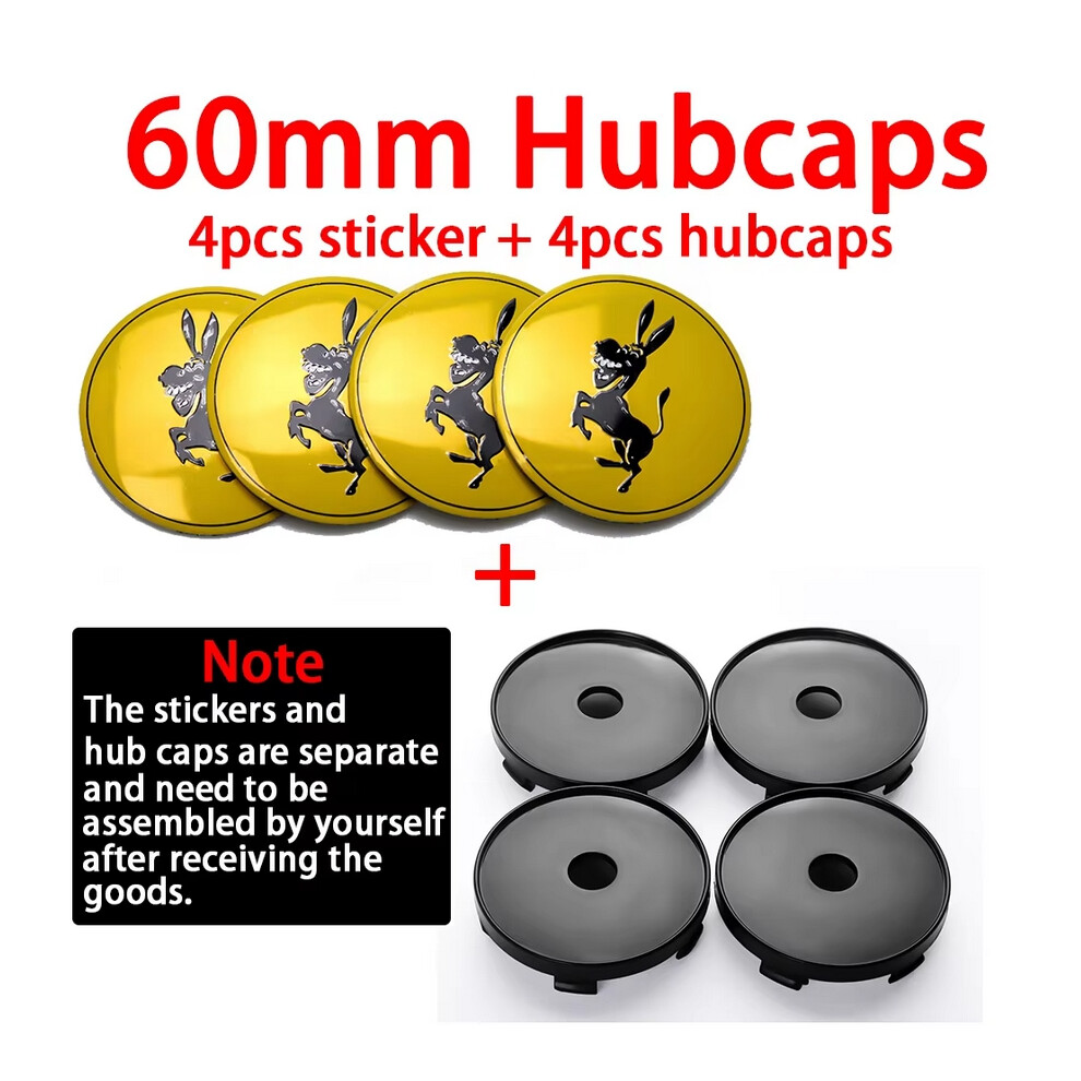 (black hubcap) 4pcs 56/60mm Wheel Center Cover Stickers Car Hub Caps Replacement Modification Accessorie for Ferrari Farah Donkey Badge Emblem-image-OPC-PFZHMCJ-NEW