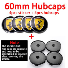 (black hubcap1) 4pcs 56/60mm Wheel Center Cover Stickers Car Hub Caps Replacement Modification Accessorie for Ferrari Farah Donkey Badge Emblem