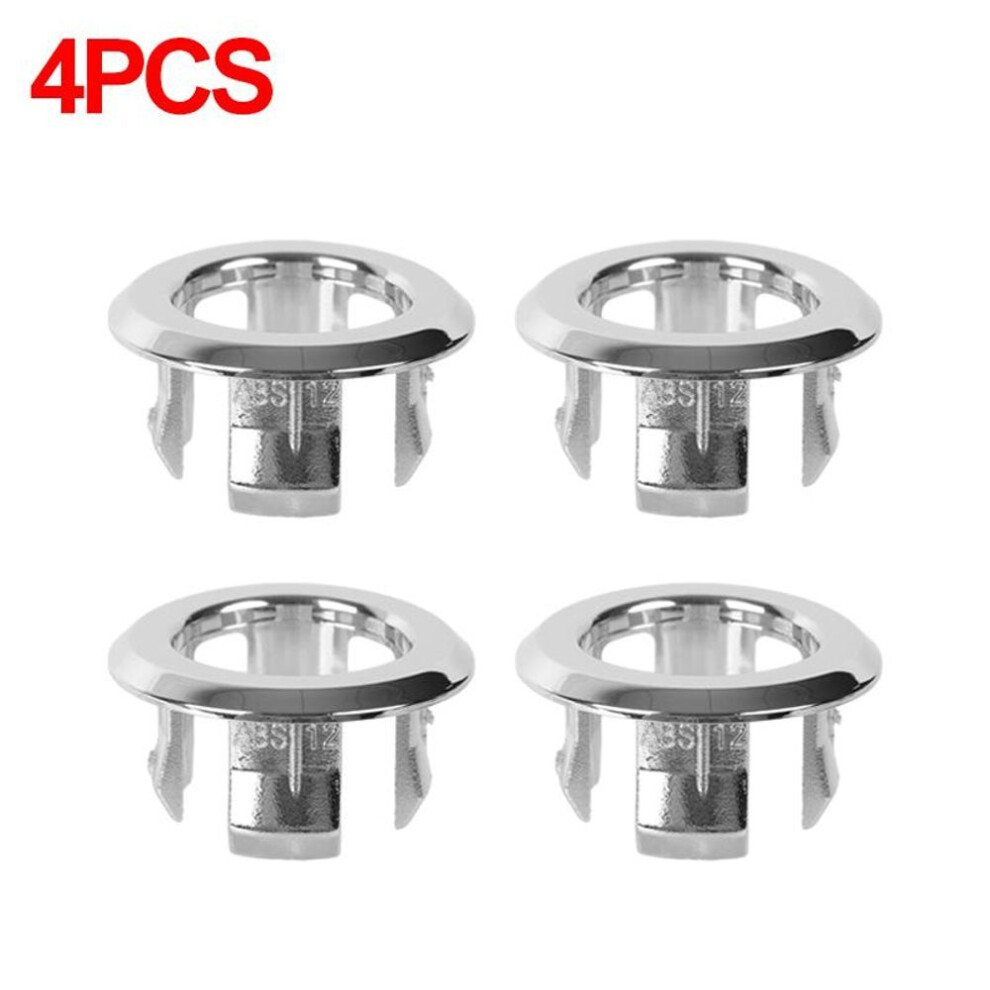 (A) 4pcs Sink Overflow Ring Drain Cover Replacement Bathroom Kitchen Sink Wash Basin Trim Overflow Cover Hole Insert Round Caps