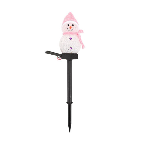 (Pink) Solar Christmas Powered Snowman Lawn Light Garden Decorations Holiday Ornaments on OnBuy