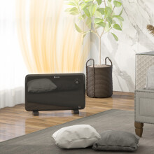 HOMCOM 1200W Quiet Electric Convector Heater with LED Display, Black (820-352V70BK) - Wall or Floor Mount, 5-35C, Remote, Timer